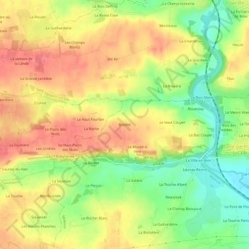Mapa topográfico Breillet, altitud, relieve