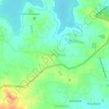 Mapa topográfico Himayath Nagar, altitud, relieve