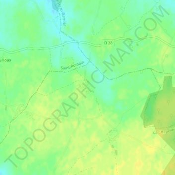 Mapa topográfico Pouillac, altitud, relieve