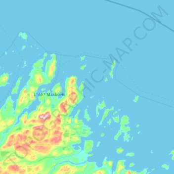 Mapa topográfico Foxy Islands, altitud, relieve