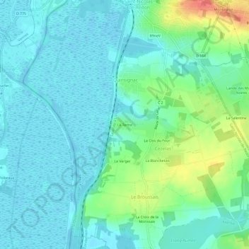 Mapa topográfico Le Tertre, altitud, relieve