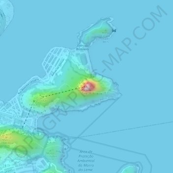 Mapa topográfico Pão de Açúcar, altitud, relieve