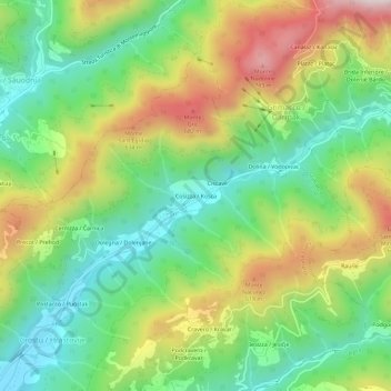 Mapa topográfico Cosizza, altitud, relieve