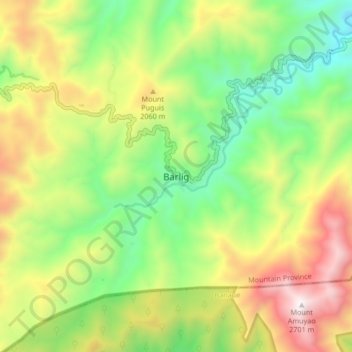 Mapa topográfico Barlig, altitud, relieve