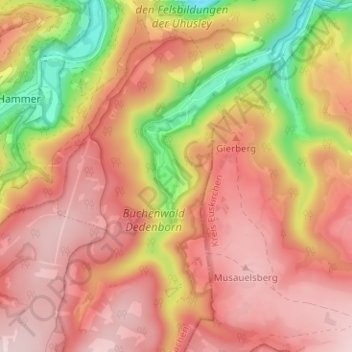 Mapa topográfico Hirschrott, altitud, relieve