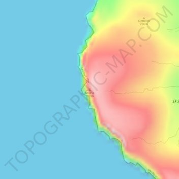 Mapa topográfico Knútur, altitud, relieve