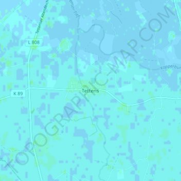 Mapa topográfico Tettens, altitud, relieve