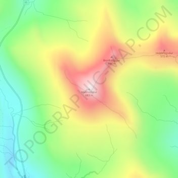 Mapa topográfico Malinstindur, altitud, relieve
