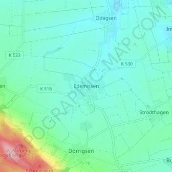Mapa topográfico Edemissen, altitud, relieve