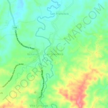 Mapa topográfico San Francisco, altitud, relieve