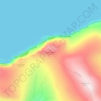 Mapa topográfico Grímstaðfjall, altitud, relieve