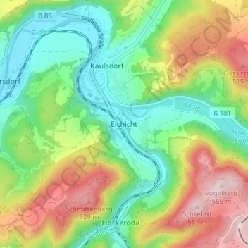 Mapa topográfico Eichicht, altitud, relieve