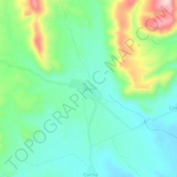 Mapa topográfico Ocuri, altitud, relieve