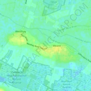 Mapa topográfico Oxenpill, altitud, relieve