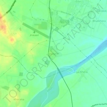Mapa topográfico Naugaon, altitud, relieve