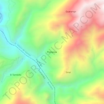 Mapa topográfico Pompeya, altitud, relieve