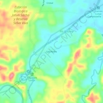 Mapa topográfico San Pedro, altitud, relieve