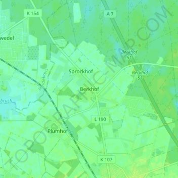 Mapa topográfico Berkhof, altitud, relieve