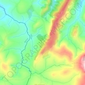 Mapa topográfico Rusaga, altitud, relieve