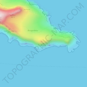 Mapa topográfico Árnafjall, altitud, relieve