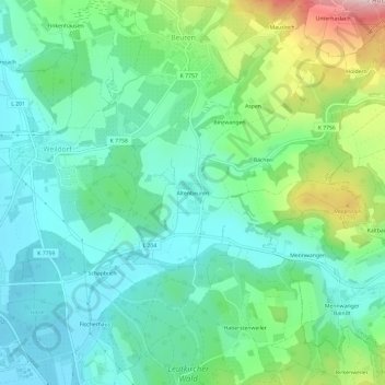 Mapa topográfico Altenbeuren, altitud, relieve