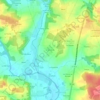 Mapa topográfico Le Roc Brien, altitud, relieve