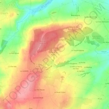 Mapa topográfico La Motte, altitud, relieve