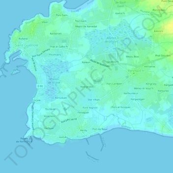 Mapa topográfico Kerligristic, altitud, relieve