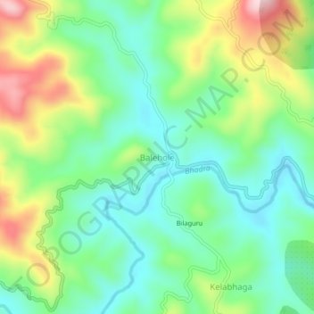 Mapa topográfico Balehole, altitud, relieve
