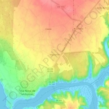 Mapa topográfico Alagoachos, altitud, relieve