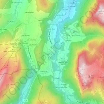 Mapa topográfico Sur le Saix, altitud, relieve