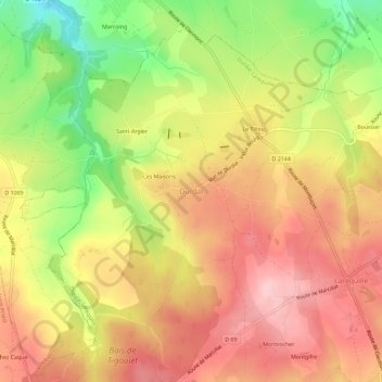 Mapa topográfico Durdat, altitud, relieve