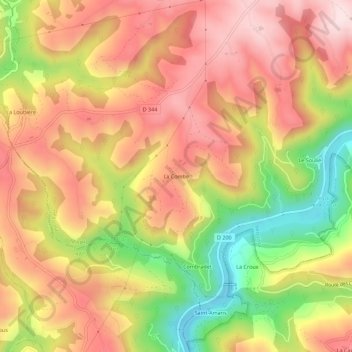 Mapa topográfico La Combe, altitud, relieve