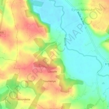 Mapa topográfico Galan, altitud, relieve