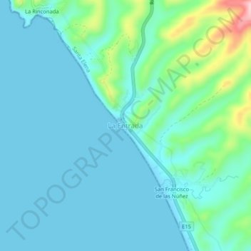 Mapa topográfico La Entrada, altitud, relieve