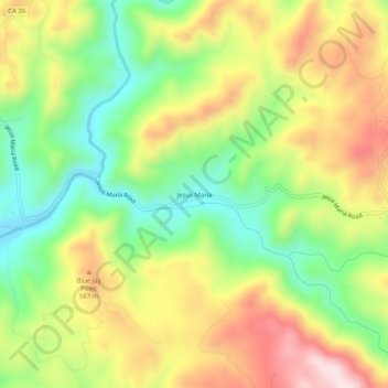 Mapa topográfico Jesus Maria, altitud, relieve