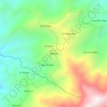 Mapa topográfico Albania, altitud, relieve