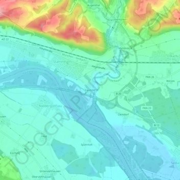 Mapa topográfico Haunreit, altitud, relieve
