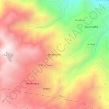 Mapa topográfico Lodon, altitud, relieve