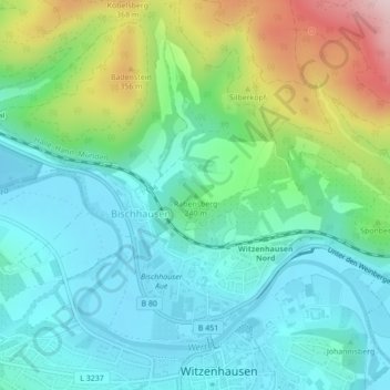 Mapa topográfico Rabensberg, altitud, relieve