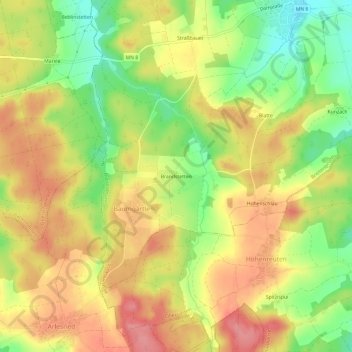 Mapa topográfico Brandstetten, altitud, relieve