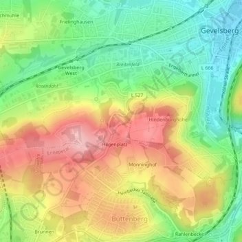 Mapa topográfico Strückerberg, altitud, relieve