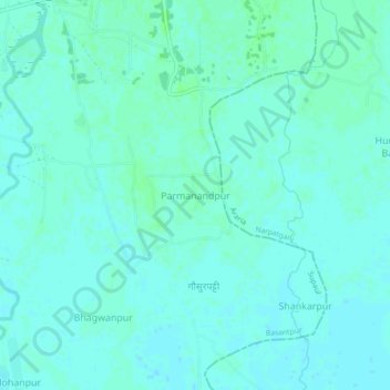 Mapa topográfico Parmanandpur, altitud, relieve