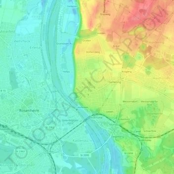 Mapa topográfico Schloßberg, altitud, relieve