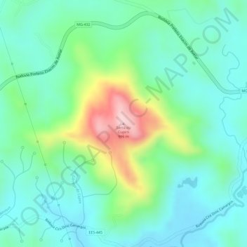 Mapa topográfico Serra do Cupim, altitud, relieve