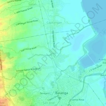 Mapa topográfico Tuyo, altitud, relieve