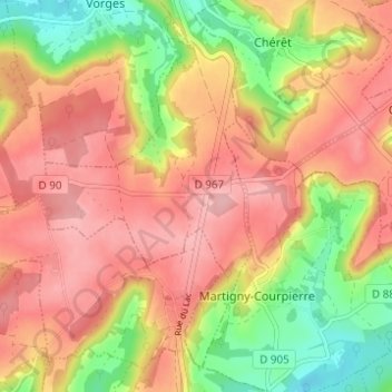 Mapa topográfico Montbérault, altitud, relieve