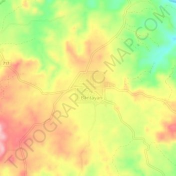 Mapa topográfico Bantayan, altitud, relieve
