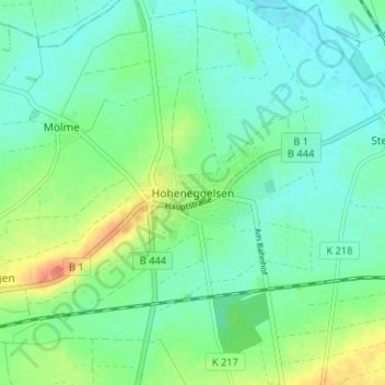 Mapa topográfico Hoheneggelsen, altitud, relieve