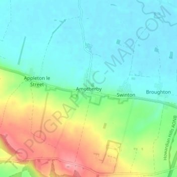 Mapa topográfico Amotherby, altitud, relieve